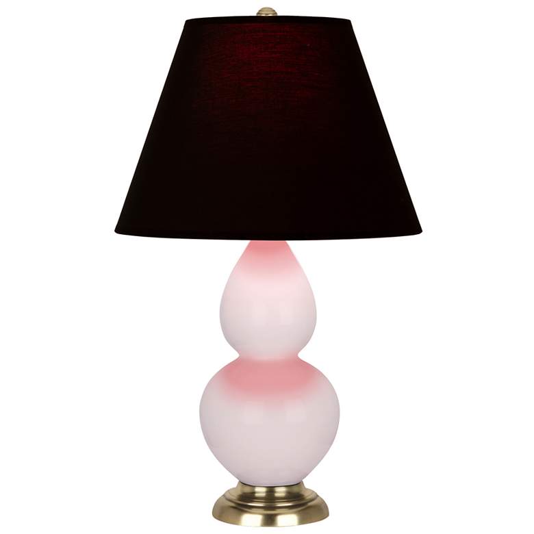 Image 1 Small Double Gourd 22.75"H Rose Water Antique Brass Lamp w/ Black Red Shade