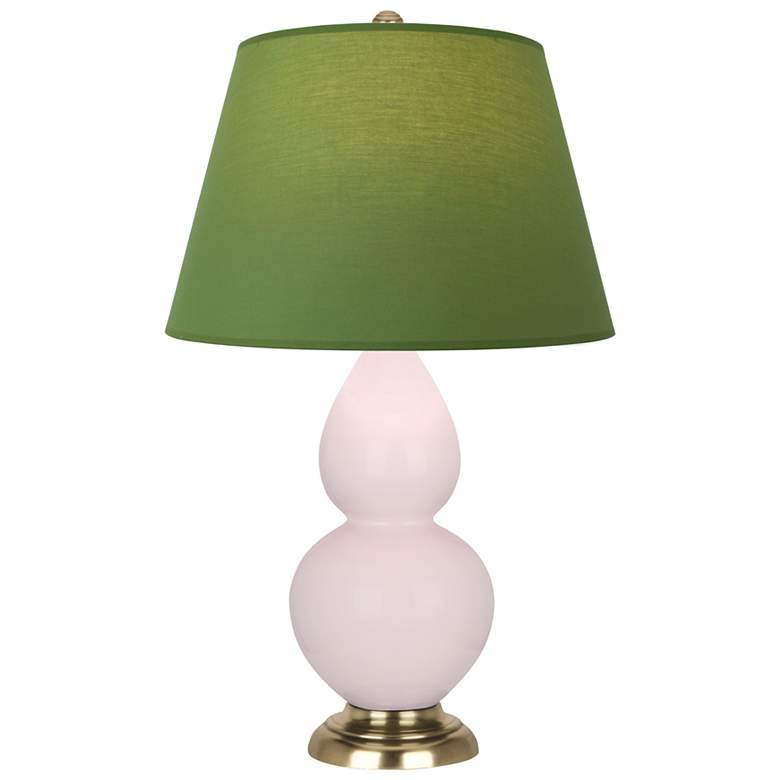 Image 1 Small Double Gourd 22.75"H Rose Water Antique Brass Lamp w/ Tea Green Shade