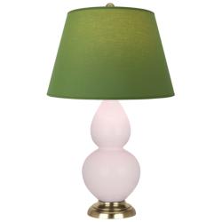 Small Double Gourd 22.75"H Rose Water Antique Brass Lamp w/ Tea Green Shade