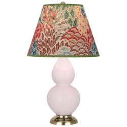 Small Double Gourd 22.75"H Rose Water Brass Lamp w/ Fall Floral Shade