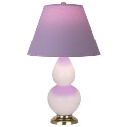 Small Double Gourd 22.75"H Rose Water Brass Lamp w/ Lavender Shade