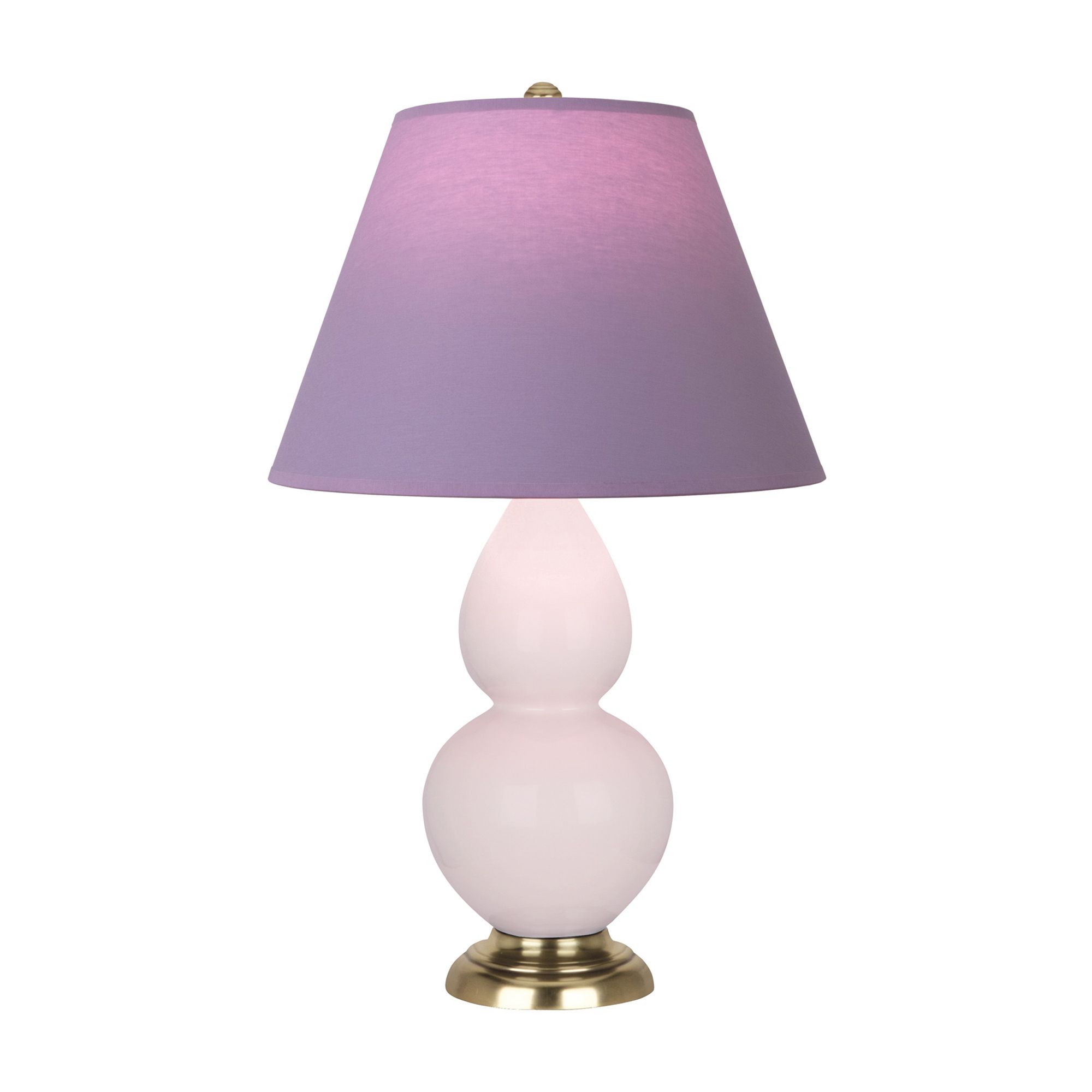 Image 2 Small Double Gourd 22.75"H Rose Water Brass Lamp w/ Lavender Shade more views
