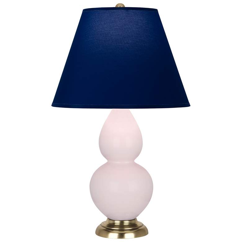 Image 1 Small Double Gourd 22.75"H Rose Water Brass Lamp w/ Navy Shade