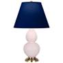 1_Small Double Gourd 22.75"H Rose Water Brass Lamp w/ Navy Shade