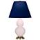 Small Double Gourd 22.75"H Rose Water Brass Lamp w/ Navy Shade