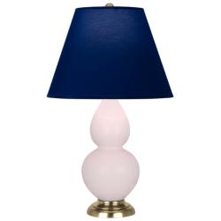 Small Double Gourd 22.75"H Rose Water Brass Lamp w/ Navy Shade