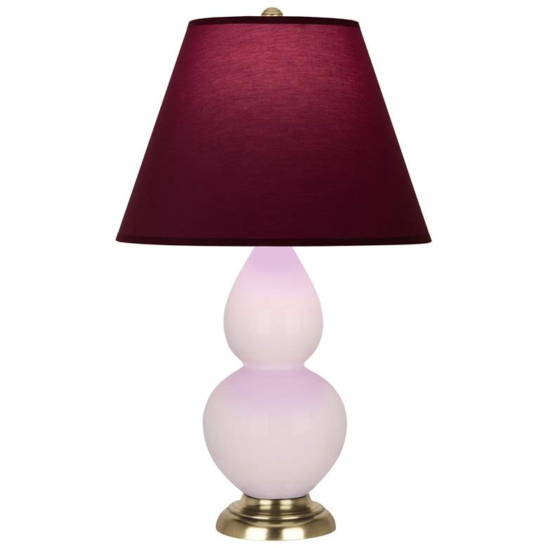 Image 1 Small Double Gourd 22.75"H Rose Water Brass Lamp w/ Plum Shade