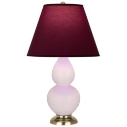 Small Double Gourd 22.75"H Rose Water Brass Lamp w/ Plum Shade