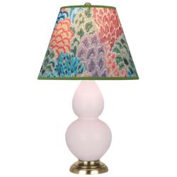 Small Double Gourd 22.75"H Rose Water Brass Lamp w/ Spring Floral Shade