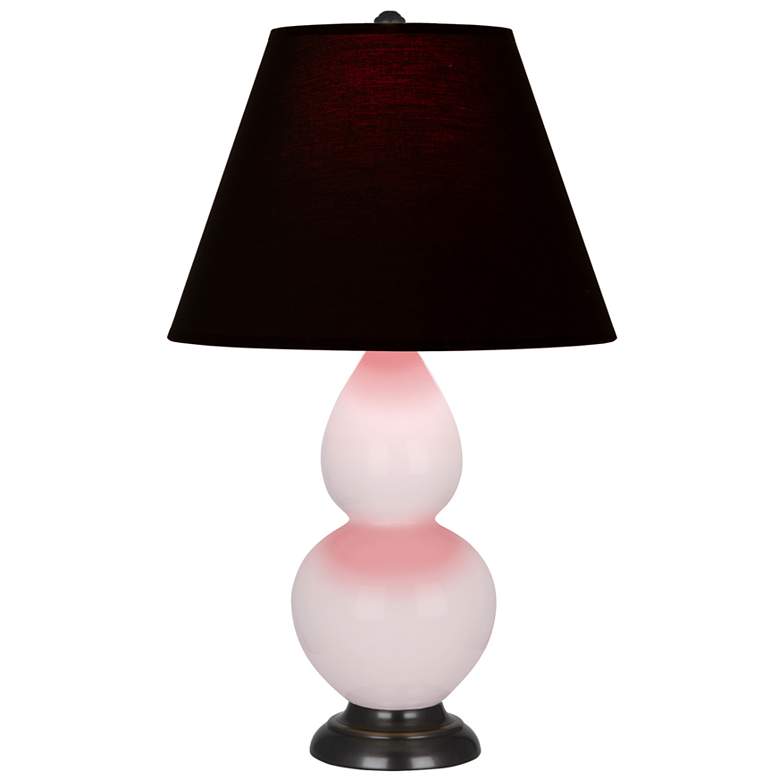 Image 1 Small Double Gourd 22.75"H Rose Water Bronze Lamp w/ Black Red Shade