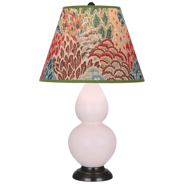 Image 1 Small Double Gourd 22.75"H Rose Water Bronze Lamp w/ Fall Floral Shade