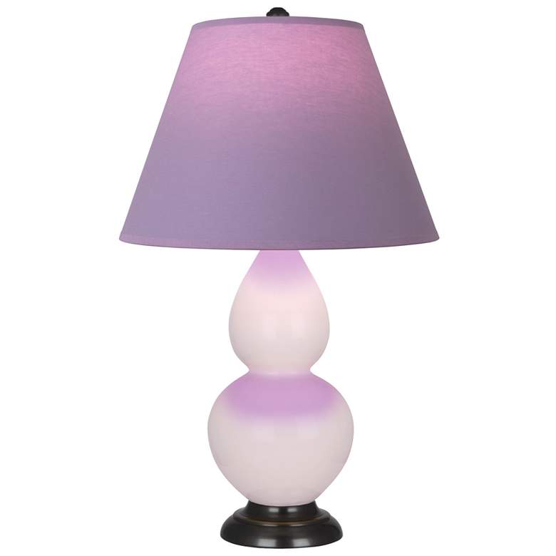 Image 1 Small Double Gourd 22.75"H Rose Water Bronze Lamp w/ Lavender Shade