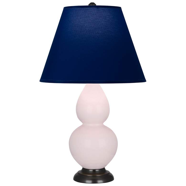 Image 1 Small Double Gourd 22.75"H Rose Water Bronze Lamp w/ Navy Shade