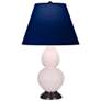 1_Small Double Gourd 22.75"H Rose Water Bronze Lamp w/ Navy Shade