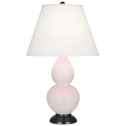 Small Double Gourd 22.75"H Rose Water Bronze Lamp w/ Pearl Dupioni Shade