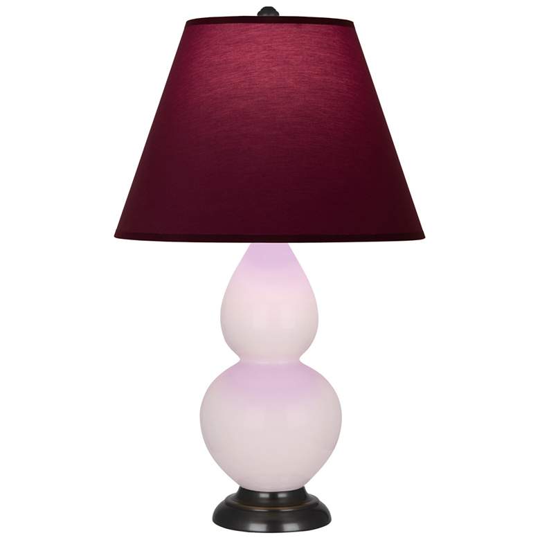 Image 1 Small Double Gourd 22.75"H Rose Water Bronze Lamp w/ Plum Shade
