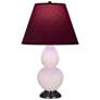1_Small Double Gourd 22.75"H Rose Water Bronze Lamp w/ Plum Shade