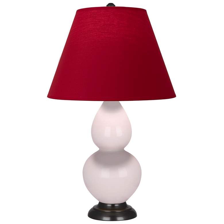Image 1 Small Double Gourd 22.75"H Rose Water Bronze Lamp w/ Red Black Shade