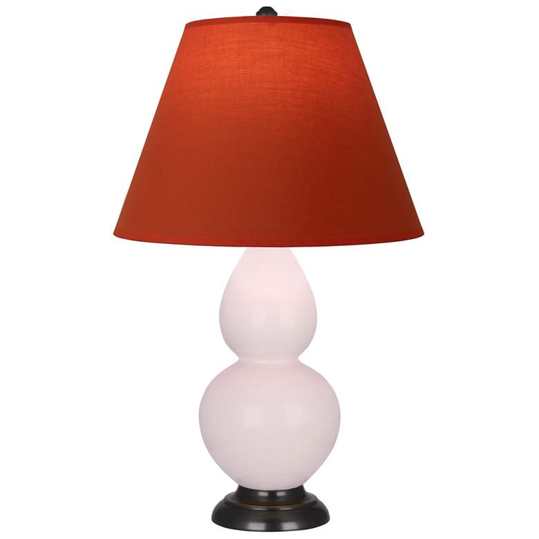 Image 1 Small Double Gourd 22.75"H Rose Water Bronze Lamp w/ Tangerine Shade
