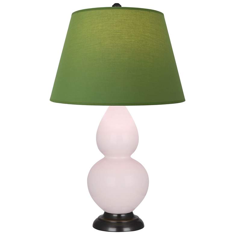 Image 1 Small Double Gourd 22.75"H Rose Water Bronze Lamp w/ Tea Green Shade