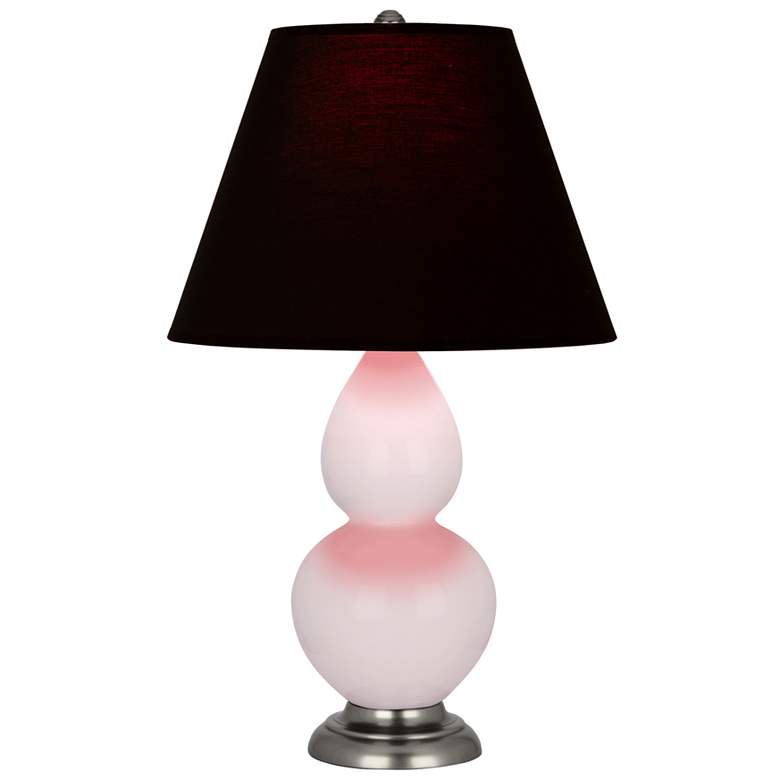 Image 1 Small Double Gourd 22.75"H Rose Water Silver Lamp w/ Black Red Shade