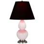 1_Small Double Gourd 22.75"H Rose Water Silver Lamp w/ Black Red Shade