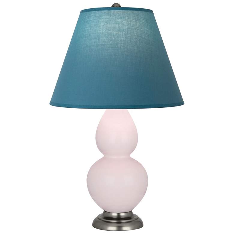 Image 1 Small Double Gourd 22.75"H Rose Water Silver Lamp w/ Bright Blue Shade