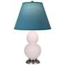 1_Small Double Gourd 22.75"H Rose Water Silver Lamp w/ Bright Blue Shade