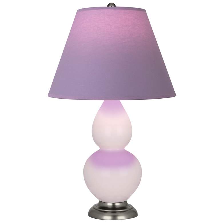 Image 1 Small Double Gourd 22.75"H Rose Water Silver Lamp w/ Lavender Shade