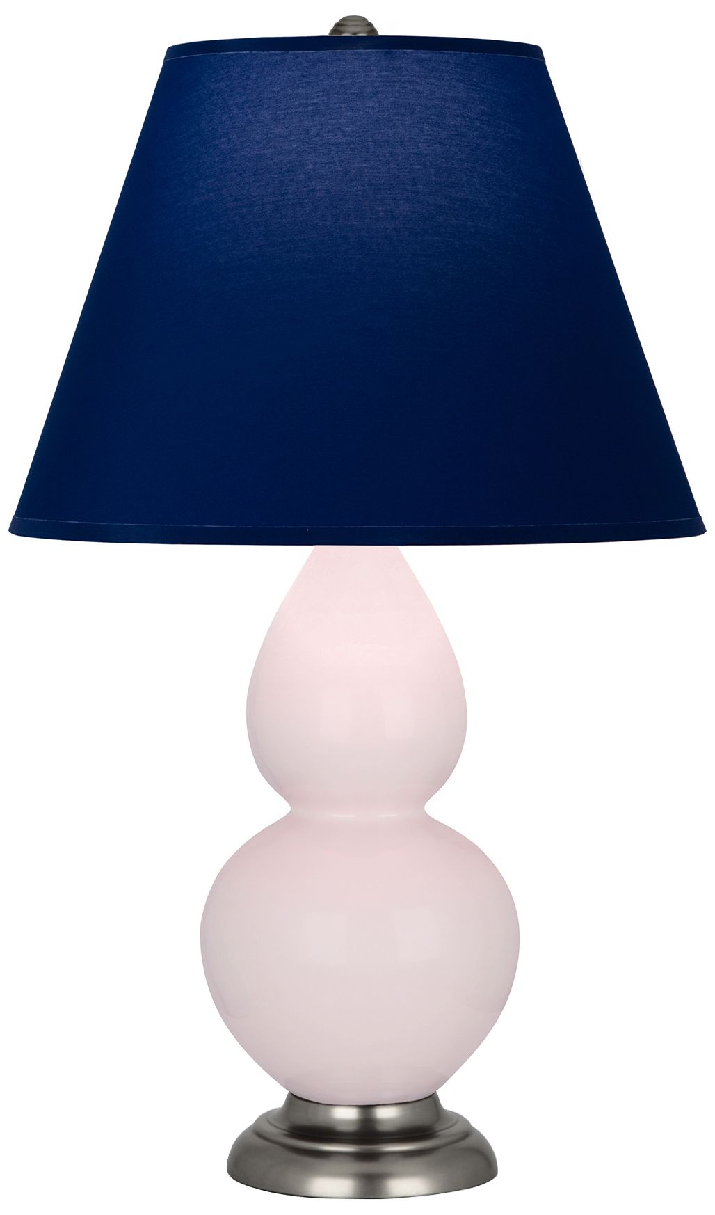 Small Double Gourd 22.75"H Rose Water Silver Lamp w/ Navy Made to Order