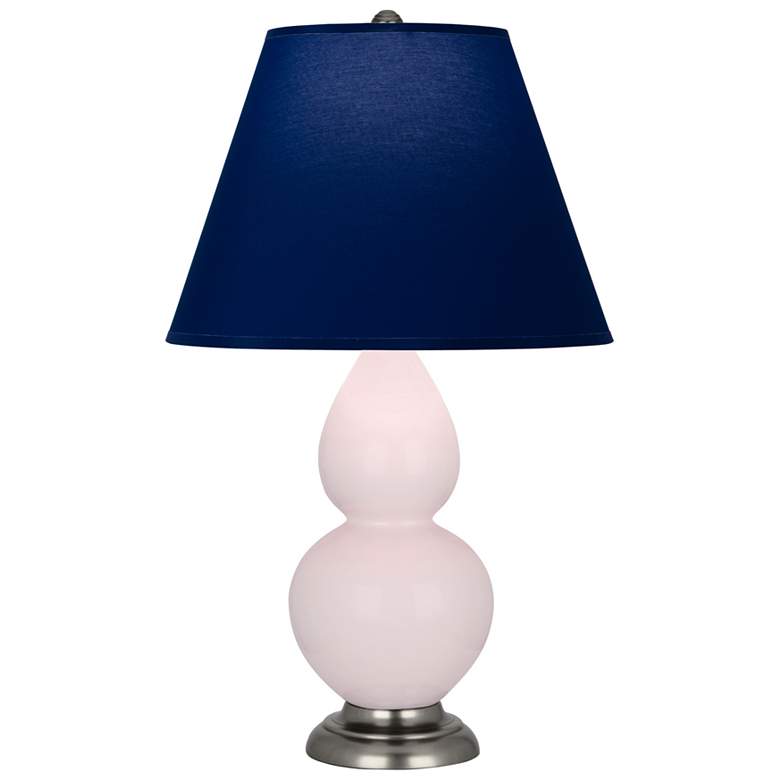 Image 1 Small Double Gourd 22.75"H Rose Water Silver Lamp w/ Navy Shade