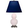 1_Small Double Gourd 22.75"H Rose Water Silver Lamp w/ Navy Shade