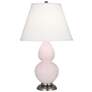 1_Small Double Gourd 22.75"H Rose Water Silver Lamp w/ Pearl Dupioni Shade