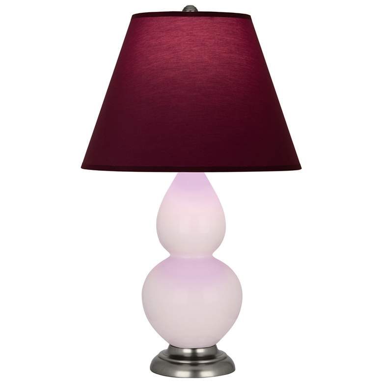 Image 1 Small Double Gourd 22.75"H Rose Water Silver Lamp w/ Plum Shade