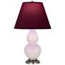 1_Small Double Gourd 22.75"H Rose Water Silver Lamp w/ Plum Shade