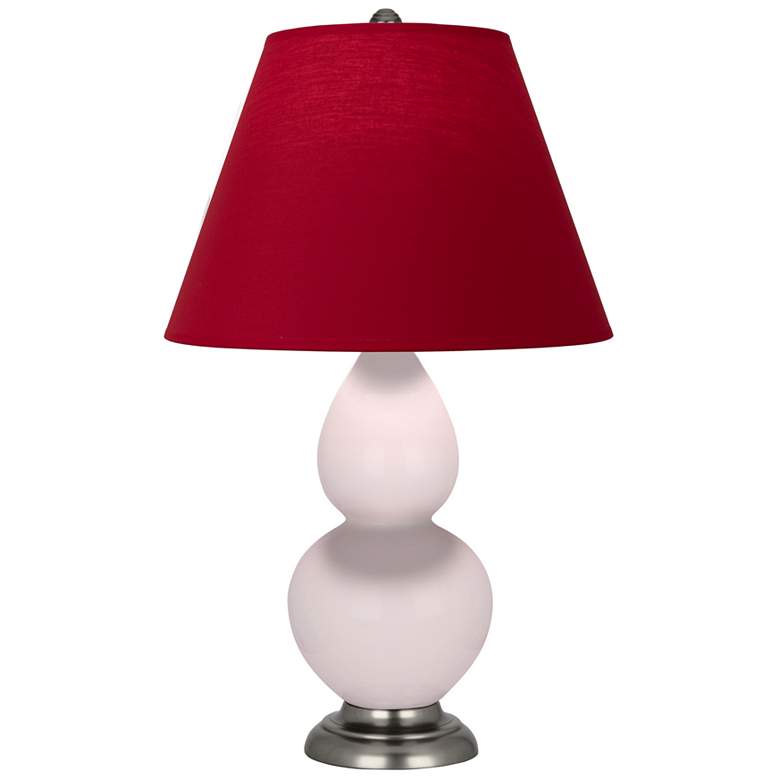 Image 1 Small Double Gourd 22.75"H Rose Water Silver Lamp w/ Red Black Shade