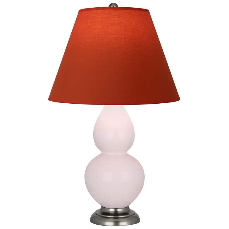Image 1 Small Double Gourd 22.75"H Rose Water Silver Lamp w/ Tangerine Shade