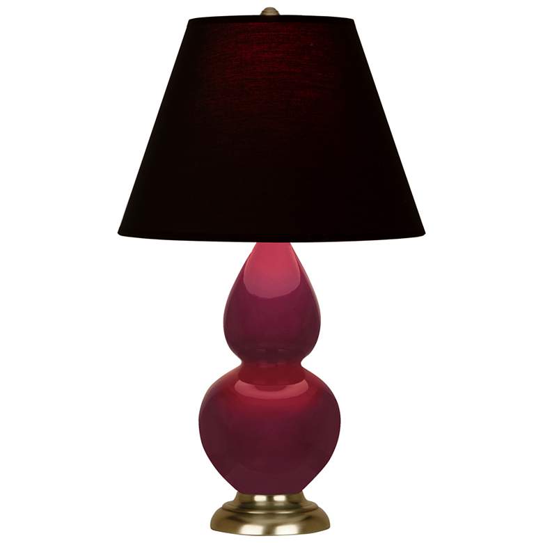 Image 1 Small Double Gourd 22.75"H Sugar Plum Antique Brass Lamp w/ Black Red Shade