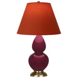 Small Double Gourd 22.75"H Sugar Plum Antique Brass Lamp w/ Tangerine Shade