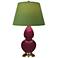 Small Double Gourd 22.75"H Sugar Plum Antique Brass Lamp w/ Tea Green Shade