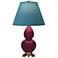 Small Double Gourd 22.75"H Sugar Plum Brass Lamp w/ Bright Blue Shade
