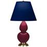 1_Small Double Gourd 22.75"H Sugar Plum Brass Lamp w/ Navy Shade