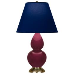 Small Double Gourd 22.75"H Sugar Plum Brass Lamp w/ Navy Shade