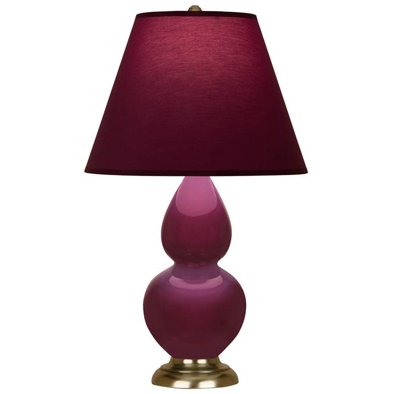 Image 1 Small Double Gourd 22.75"H Sugar Plum Brass Lamp w/ Plum Shade