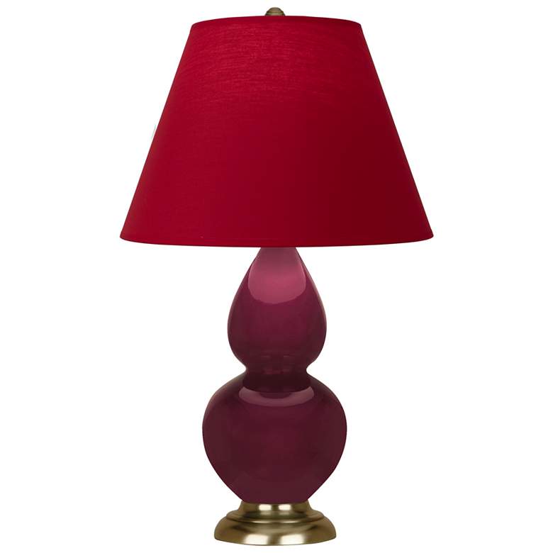 Image 1 Small Double Gourd 22.75"H Sugar Plum Brass Lamp w/ Red Black Shade