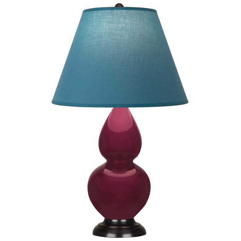 Image 1 Small Double Gourd 22.75"H Sugar Plum Bronze Lamp w/ Bright Blue Shade