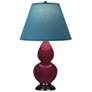 1_Small Double Gourd 22.75"H Sugar Plum Bronze Lamp w/ Bright Blue Shade