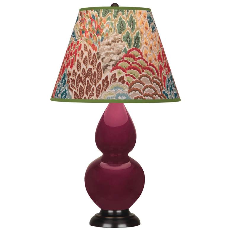 Image 1 Small Double Gourd 22.75"H Sugar Plum Bronze Lamp w/ Fall Floral Shade