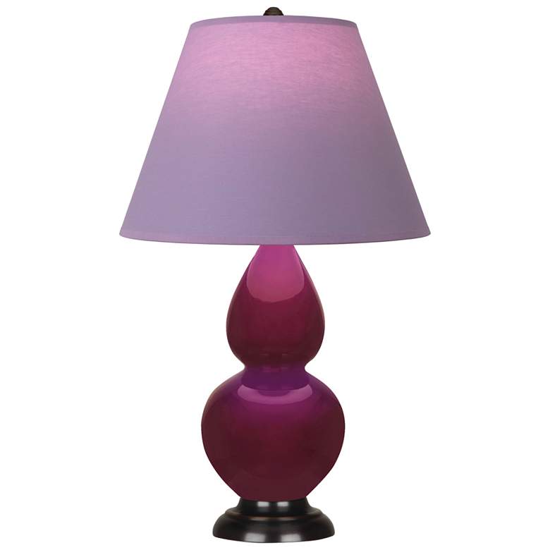 Image 1 Small Double Gourd 22.75"H Sugar Plum Bronze Lamp w/ Lavender Shade