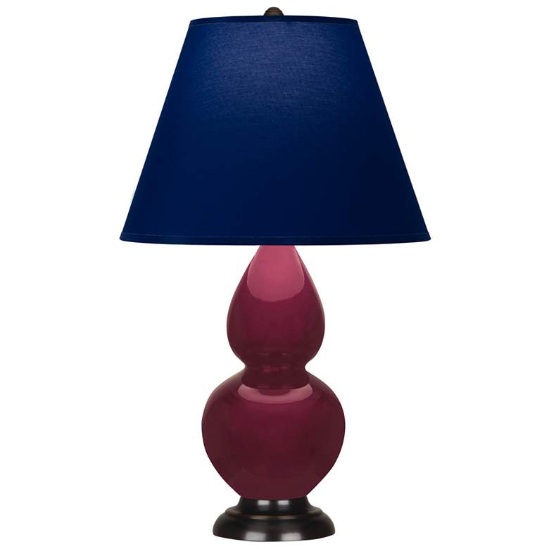 Image 1 Small Double Gourd 22.75"H Sugar Plum Bronze Lamp w/ Navy Shade